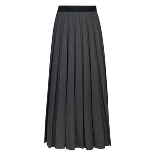 SH1006-LLL P/W Dark Grey Wool Bias Box Pleated 33" Skirt