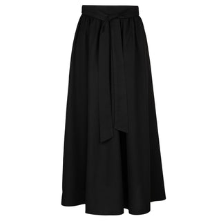 Peode Black Linen Circle 36" Skirt with Fix Belt at Dress Code itsdresscode.com
