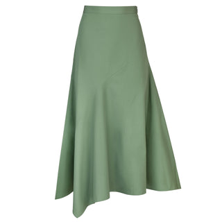 MIGNON DOO Green Cotton Uneven Finished 36" Skirt at Dress Code itsdresscode.com