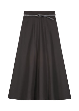 AVIGAL Black Paneled 35" Skirt with Leather Belt at Dress Code itsdresscode.com