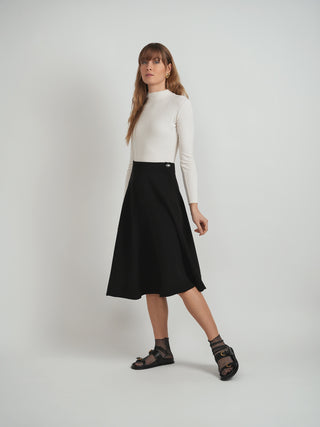 MAXMRKT Black Two Panels Self Waist 32" Skirt with Side Zipper at Dress Code itsdresscode.com