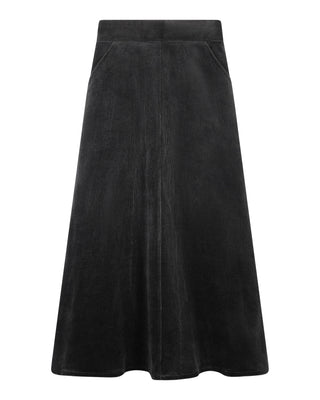 Mossaic Black Corduroy Center Seam 35" Skirt with Elastic Waistband at Dress Code itsdresscode.com