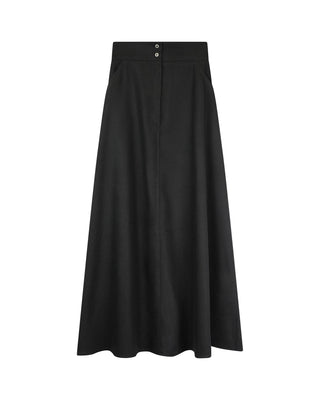B Chic Black Wool Front Hidden Zipper Stitching 38" Skirt with Pockets at itsdresscode.com