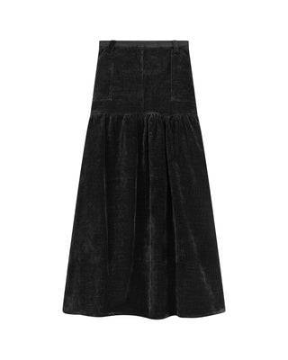 tea Black Velvet 35" Skirt with Dropped Yoke at Dress Code itsdresscode.com