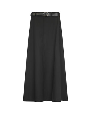 Noir  Black Belted Stretch-Knit 36" Maxi Skirt at itsdresscode.com