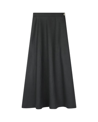 NYC Factory Black Two Panel Wool Self Waist 35" Skirt with Side Zipper at Dress Code itsdresscode.com