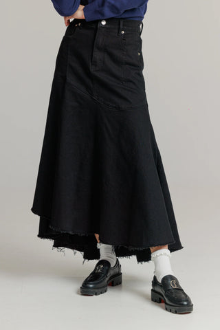 altimge2 for LOUP Black Denim Everyday Stretch 35" Skirt at Dress Code itsdresscode.com