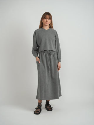 BuHu Grey Pull On Sweat Midi 35" Skirt at Dress Code itsdresscode.com