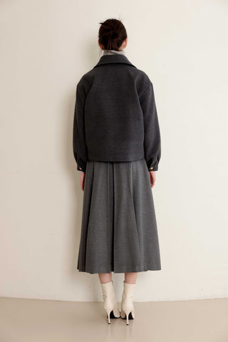 altimg3 for TRIPLEROOT  Grey Pleated 34" Skirt With Side Zipper at Dress Code itsdresscode.com