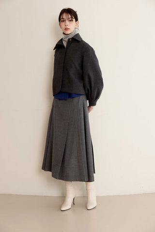 altimg2 for TRIPLEROOT  Grey Pleated 34" Skirt With Side Zipper at Dress Code itsdresscode.com