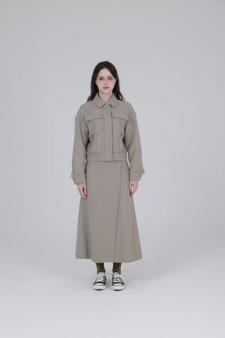 altimge1 for TRIPLEROOT Mint Wool Twisted Panel Design 34" Skirt at Dress Code itsdresscode.com