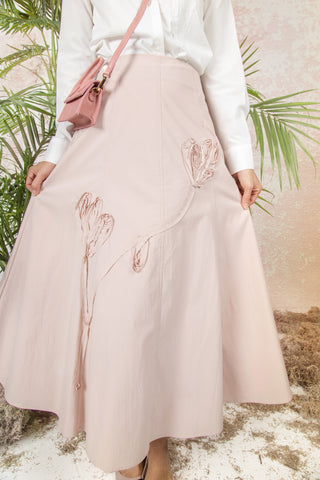 altimge2 for MUN Nude Pink Paneled Voilette 36" Skirt with Embroidery at Dress Code itsdresscode.com