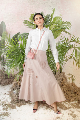 altimge1 for MUN Nude Pink Paneled Voilette 36" Skirt with Embroidery at Dress Code itsdresscode.com