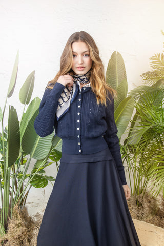 MUN Navy Curve Yoke Sable 36" Skirt at Dress Code itsdresscode.com