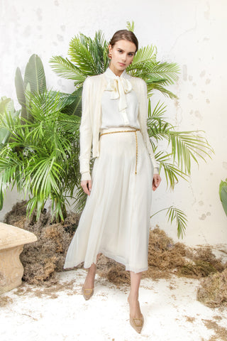 MUN Cream Stitched Down Pleated Alina 36"Skirt at Dress Code itsdresscode.com