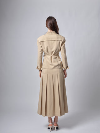 altimge3 for TRIPLEROOT Beige Pleated 35" Skirt with Lace Inside Design at Dress Code itsdresscode.com
