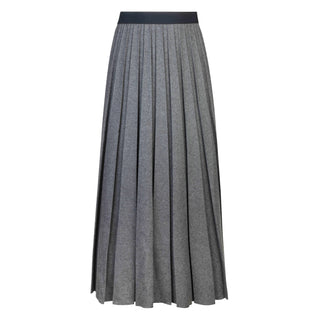 SH1006-LLL P/W Lt.Grey Wool Bias Box Pleated 33" Skirt