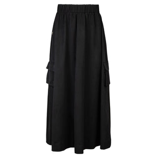 Lilac  Black Elastic Waist 35" Skirt with Pockets at Dress Code itsdresscode.com