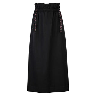 Lilac Black Pull String Waist Design Gathered 34" Skirt at Dress Code itsdresscode.com