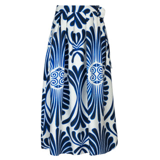 Signature Royal Blue Print Pleated 36" Skirt at Dress Code itsdresscode.com
