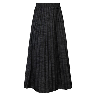 YAL Black Denim Pleated Cover Waist 36" Skirt at Dress Code itsdresscode.com