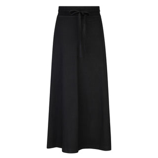 Positive Black Ribbed A Line Drawstring 34" Skirt