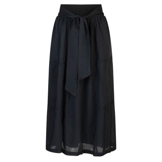 FYI Black Long Tiered 36" Skirt with Self Belt at Dress Code itsdresscode.com