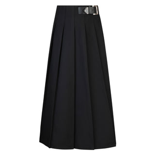 Peode Black Wide Stitched Down Pleated 33" Skirt with Buckle at Dress Code itsdresscode.com