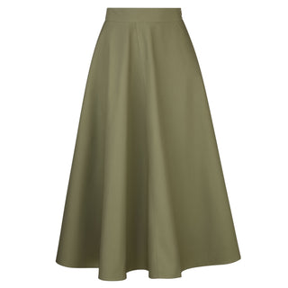 Peode Olive Green Cross Line Cotton Circle 34" Skirt at Dress Code itsdresscode.com
