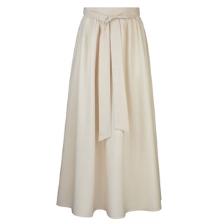 Peode  Beige Linen Circle 36" Skirt with Fix Belt at Dress Code itsdresscode.com
