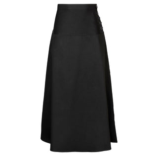 MIGNON DOO Black Cotton 35" Maxi Skirt with Black Side Buttons at Dress Code itsdresscode.com