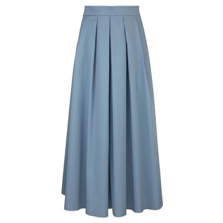 Carlucci Light Blue Polish Cotton Pleated 36" Skirt at Dress Code itsdresscode.com
