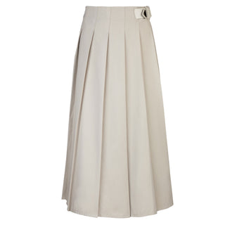 Peode  L.Grey Wide Stitched Down Pleated 33" Skirt with Buckle at Dress Code itsdresscode.com
