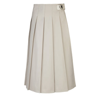 Peode Grey Wide Stitched Down Pleated 29" Skirt with Buckle