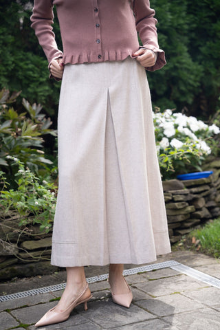 altimge3 for TRIPLEROOT Oat Wool Front Pleat 34" Skirt at Dress Code itsdresscode.com