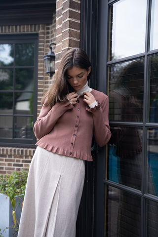 altimge2 for TRIPLEROOT Oat Wool Front Pleat 34" Skirt at Dress Code itsdresscode.com