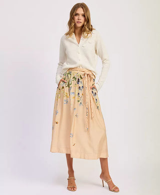 IEI5142S Yellow Trim Detail Braided Belt 34" Skirt With Lining