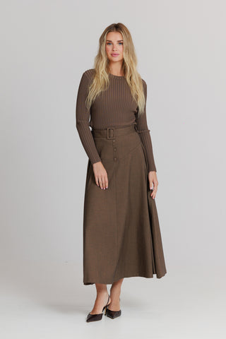 altimge1 for LOUP Brown Fit And flair Skirt at Dress Code itsdresscode.com