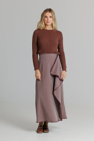 LOUP DCF0012 Brown Herringbone 39" Skirt