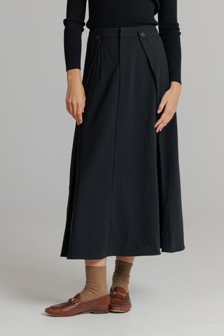 LOUP Black Suit 36" Skirt with Front Buttons at Dress Code itsdresscode.com