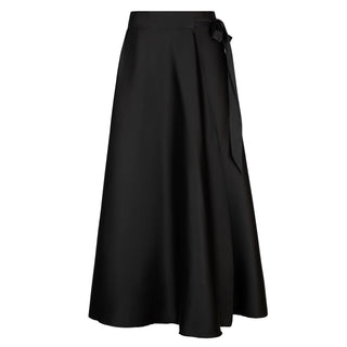 Peode Black Satin Wrap 33" Skirt