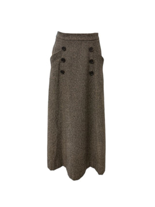 TRIPLEROOT Camel Wool Front Design Buttons  36" Skirt With Pockets at Dress Code itsdresscode.com