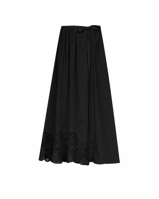 Beatrice Black Gathered Tie Waist 35" Skirt With Pockets at Dress Code itsdresscode.com