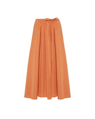 Beatrice Orange Gathered Tie Waist 35" Skirt With Pocket at Dress Code itsdresscode.com