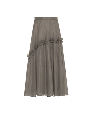 Beatrice Gray Sheer Diagonal Ruffle 34" Skirt with Lining at Dress Code itsdresscode.com