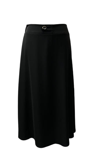 Simondona CREPE Black Matte Jersey A Line Lined 31" Skirt with Tab at Dress Code itsdresscode.com