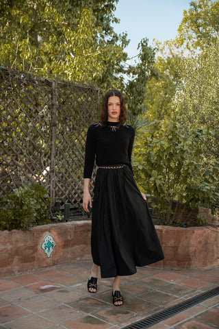 Noir Black Gathered 37" Skirt With Rope Chain Belt at Dress Code itsdresscode.com