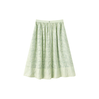 altimge2 for JANET HOWARD Pistachio Green Gathered Waist Full Circle 32" Skirt at Dress Code itsdresscode.com