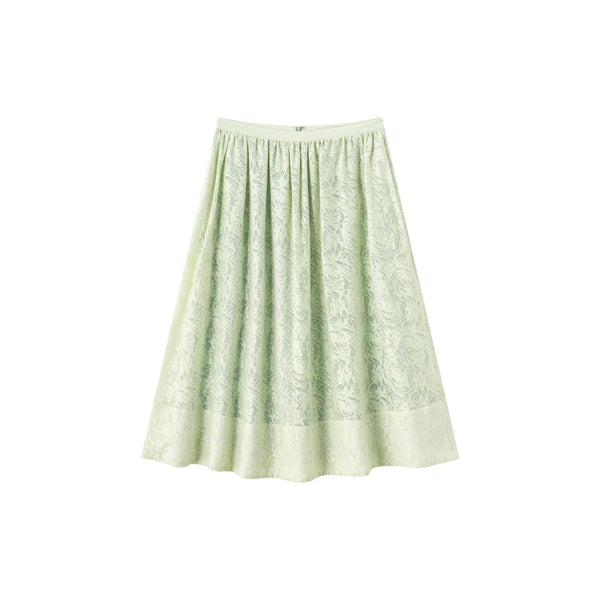 altimge1 for JANET HOWARD Pistachio Green Gathered Waist Full Circle 32" Skirt at Dress Code itsdresscode.com