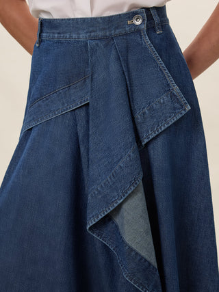 altimge3 for Rebecca Taylor Indigo Edith Blue Denim Wrap 30" Skirt with Ruffle at Dress Code itsdresscode.com 